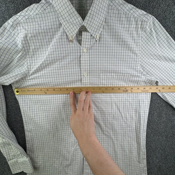 Brooks Brothers Milano Blue Check 16 35 Men Long Sleeve Button Up Shirt Cotton - Picture 5 of 16